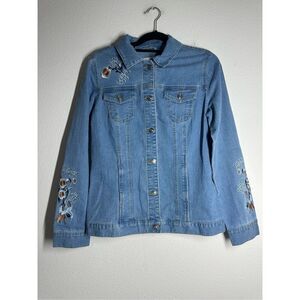 Dress In Women’s Bohemian Denim Embroidered Jacket Light Blue Size 8 See Notes